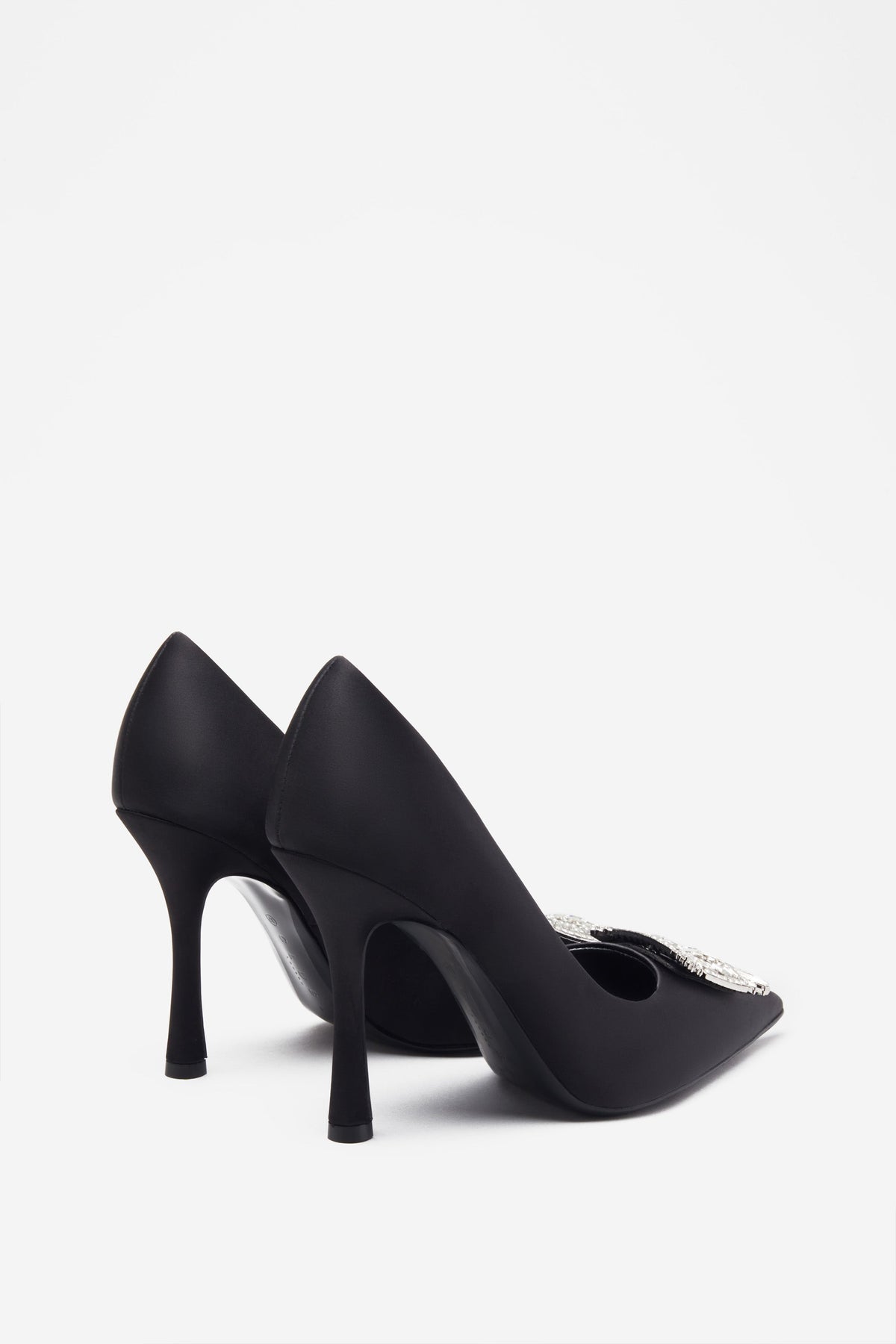 Black satin pointed toe pumps outlet