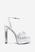 Mirror Mirror | Silver Snakeskin Strappy Heeled Platform Sandals