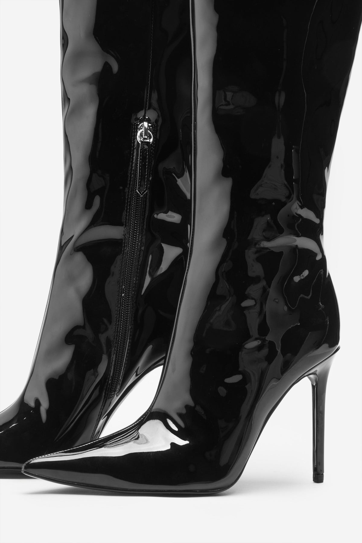 Over It Black Fitted Over Knee Pointed Heeled Boots Club L London UAE