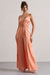 Calvi | Peach Satin Longline Cami Top With Split Front