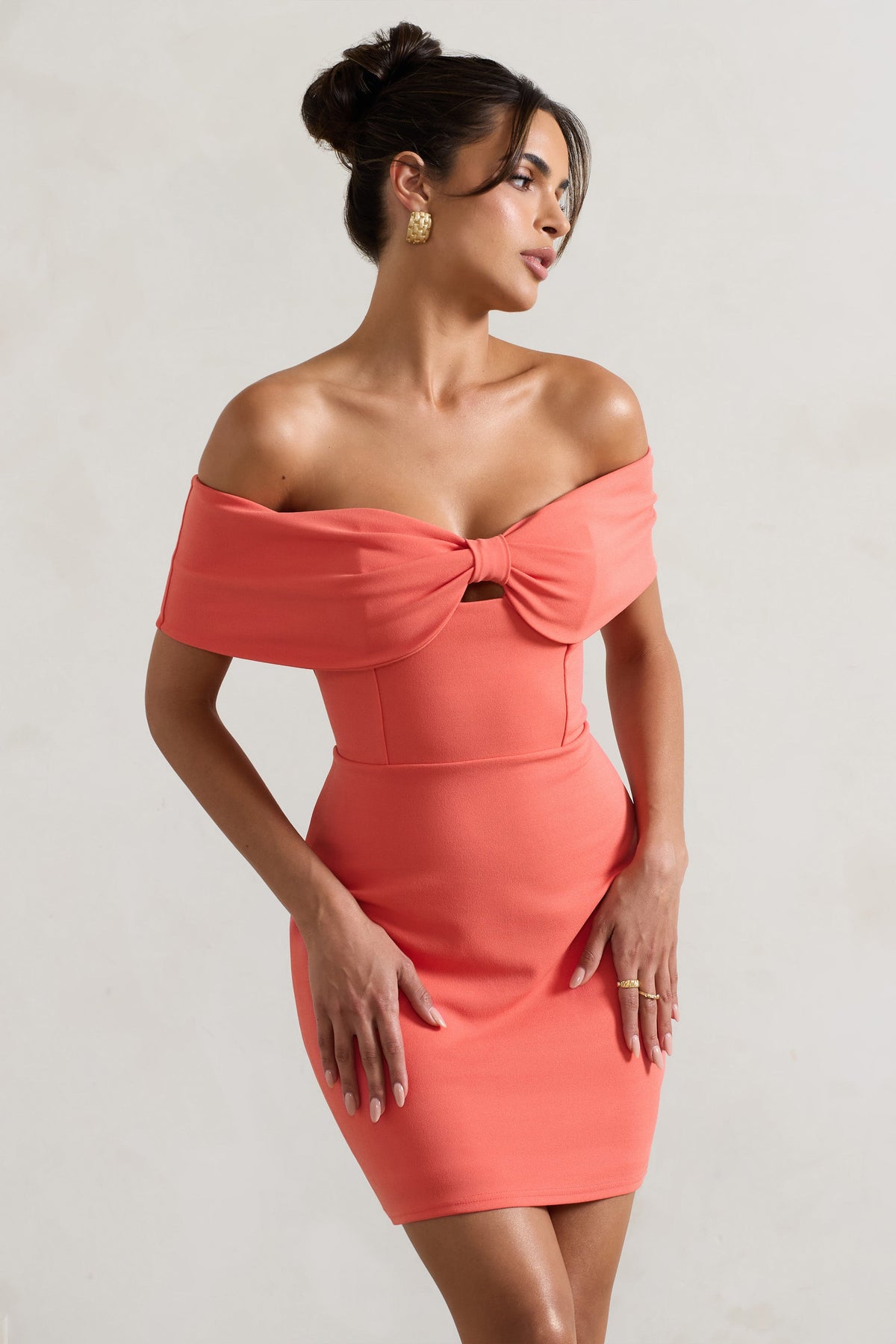 Coral bardot dress on sale