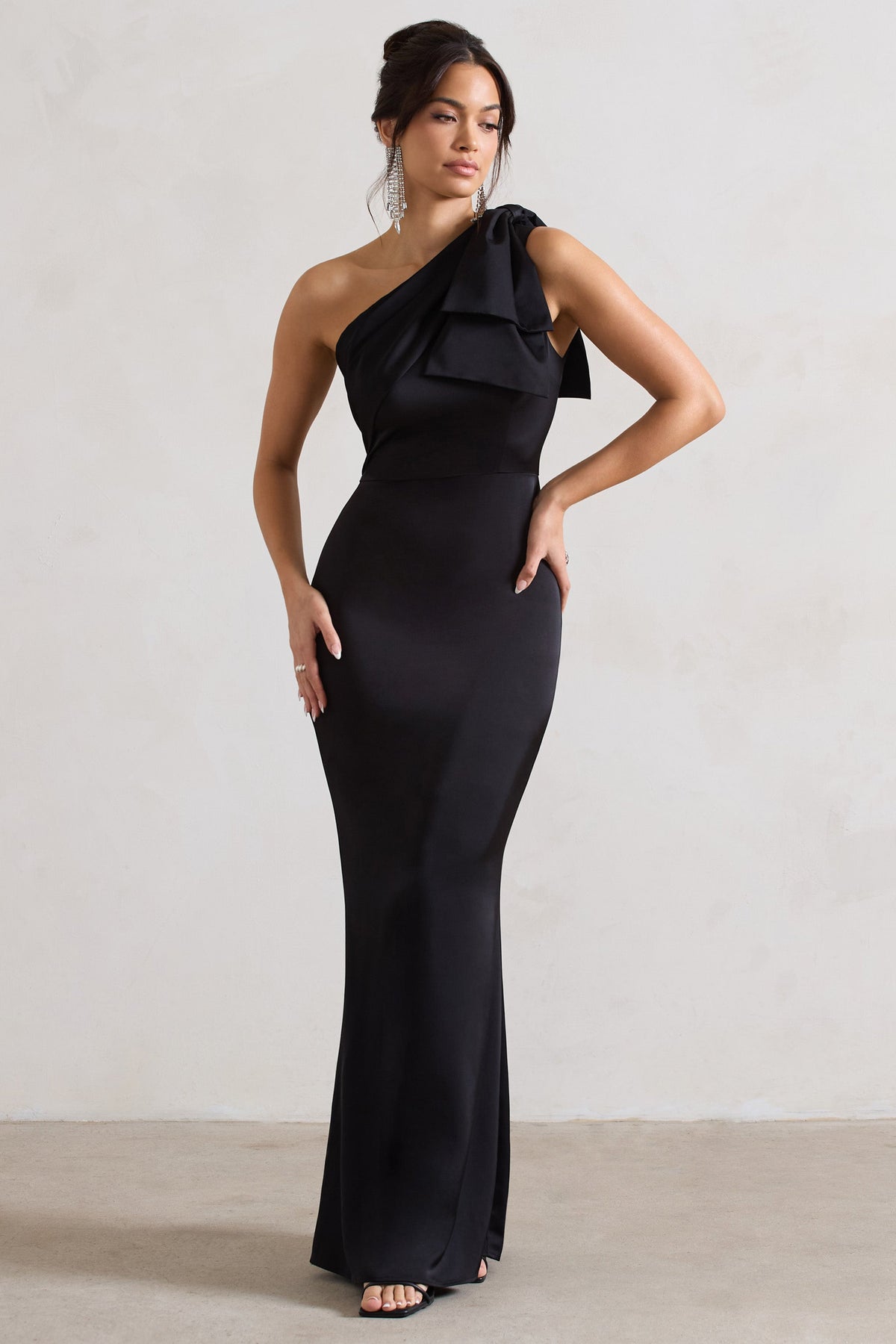 WB_CL129977002-LadyBlackSatinAsymmetricMaxiDressWithBow1
