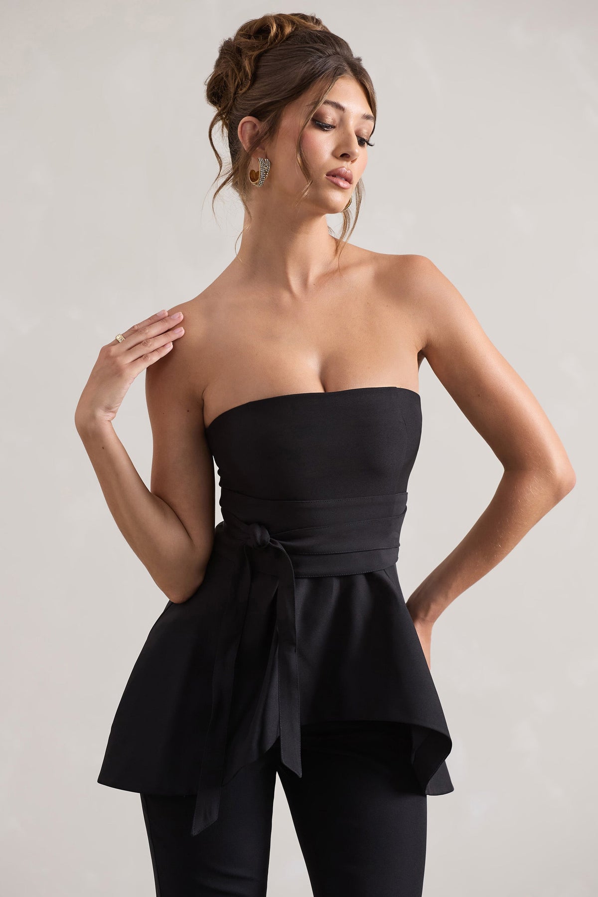 Success | Black Bandeau High-Low Tie-Waist Top
