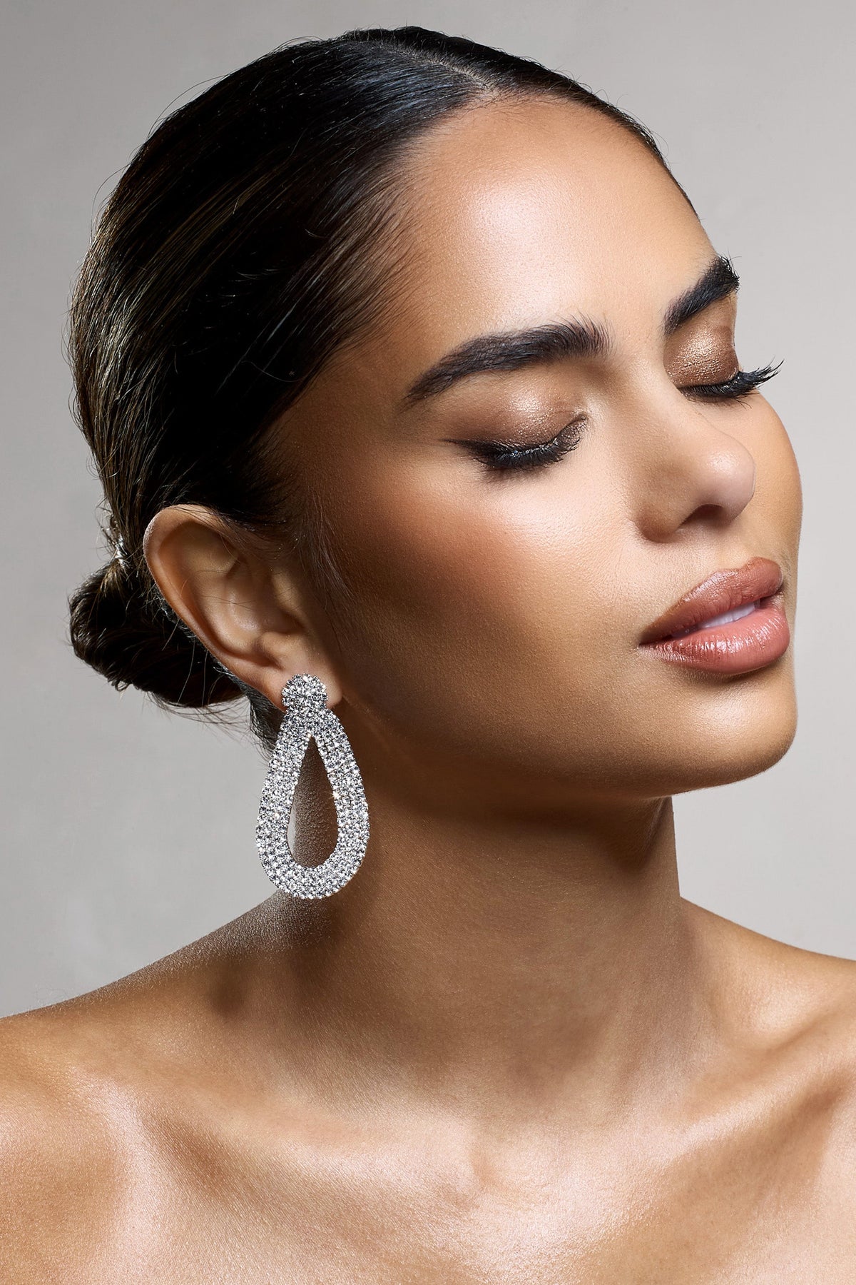 Keshi | Silver Diamante Drop Earrings