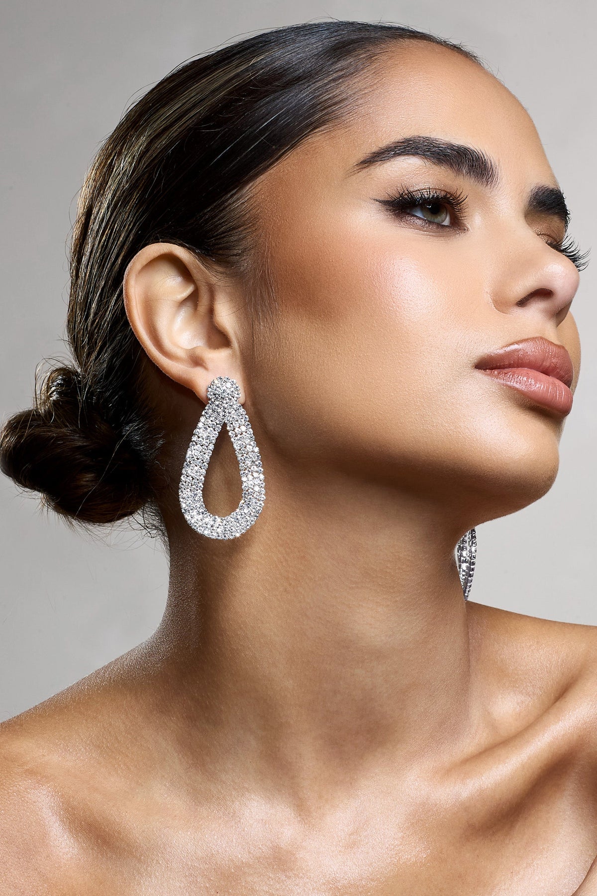 Keshi | Silver Diamante Drop Earrings
