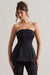 Arrow | Black Strapless Belted Tailored Top