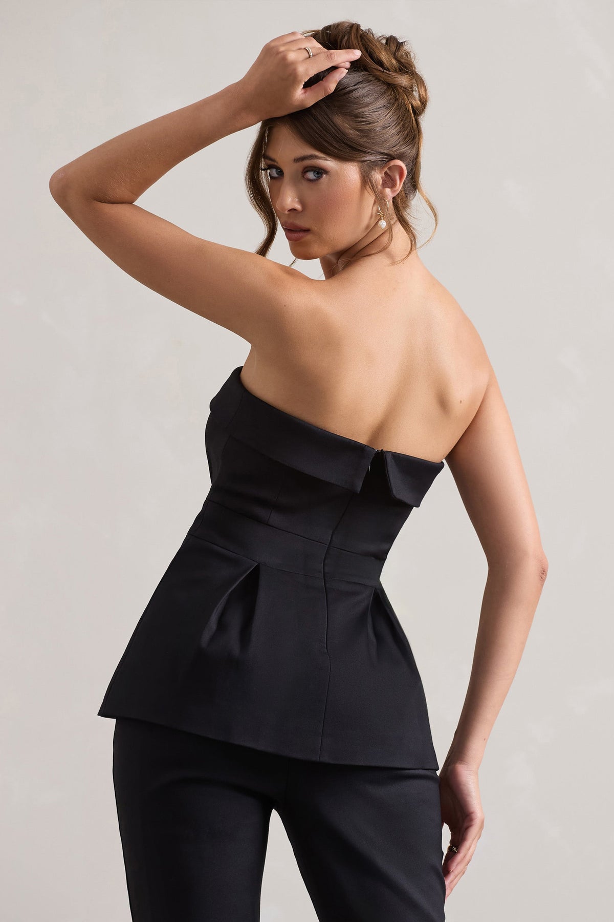 Arrow | Black Strapless Belted Tailored Top