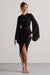 Lennox | Black Drape-Sleeve Gathered Midi Dress