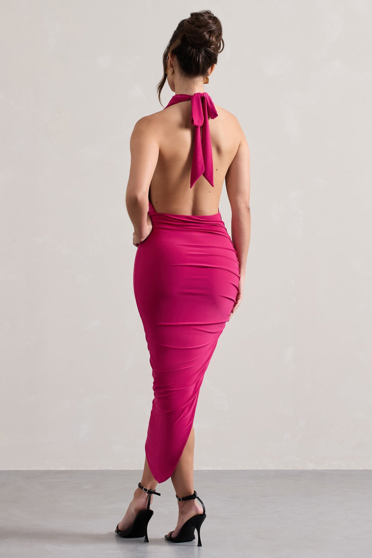 Hayley | Hot Pink Cowl-Neck Asymmetric Maxi Dress