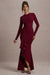 Alayna | Berry Long-Sleeve Maxi Dress With Ruffled Split