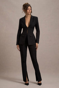 Wonder Woman | Black High Waist Tailored Trousers With Hem Split