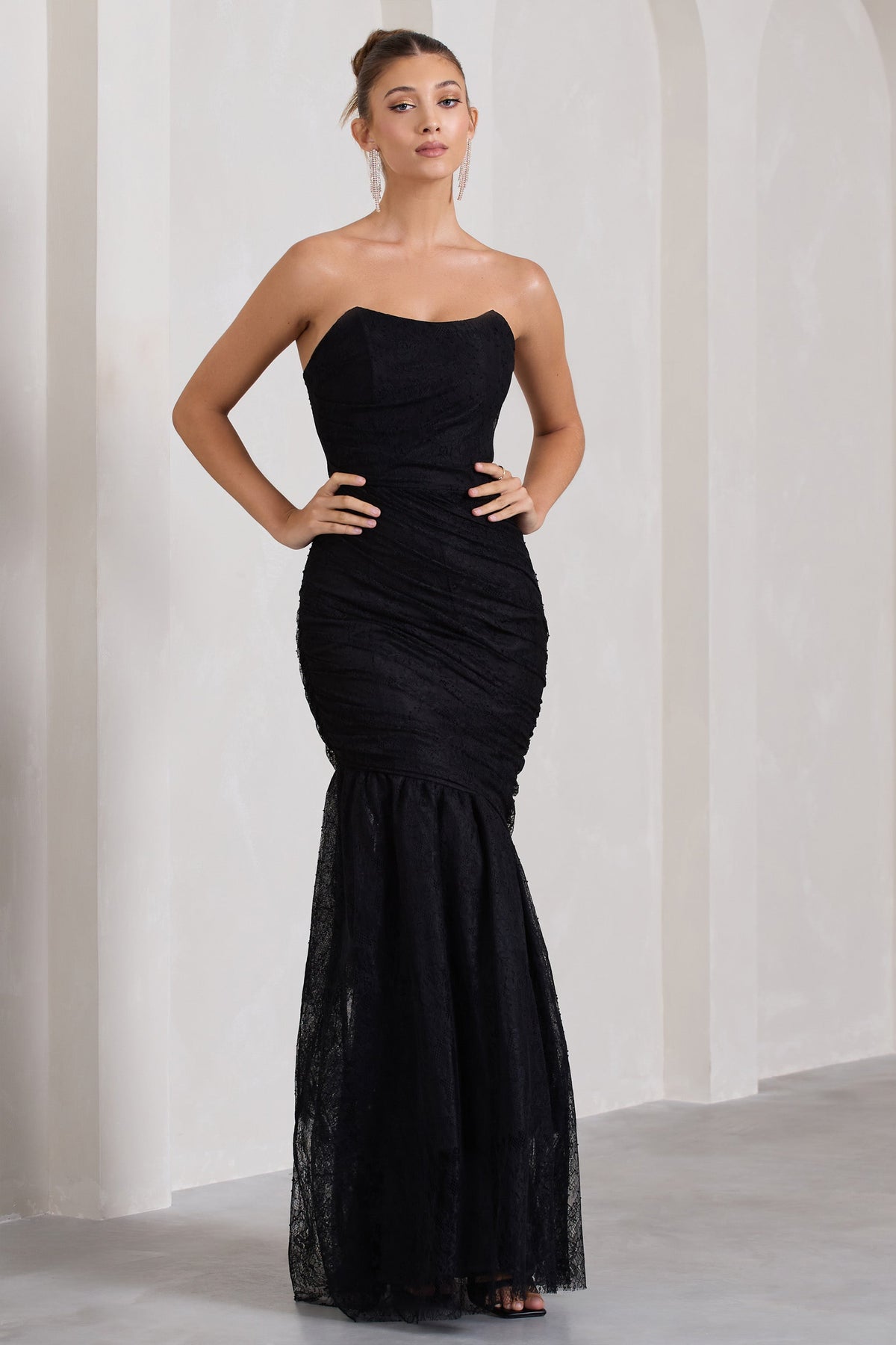 Lace fishtail maxi dress hotsell