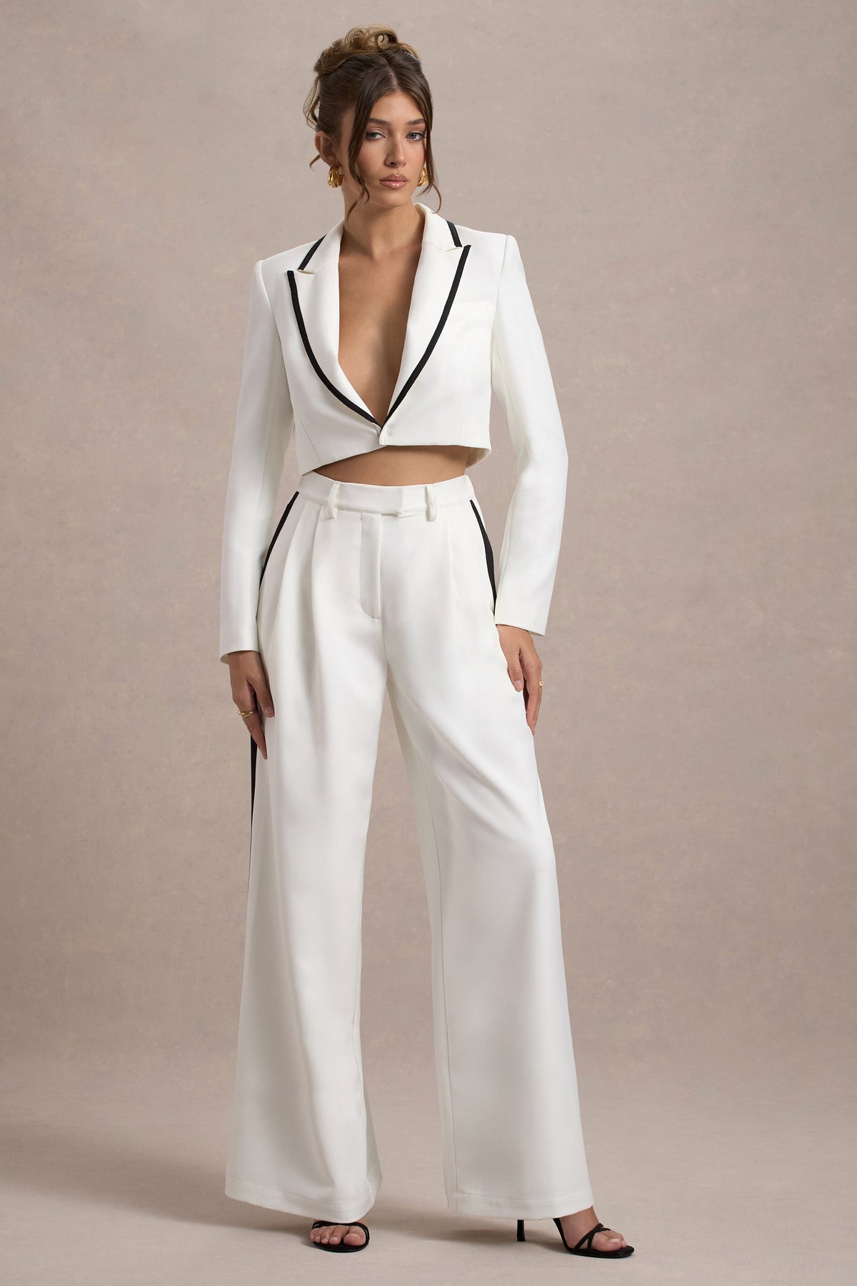 Maiya White High Waist Wide Leg Trousers Club L London UAE