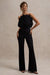 Nicia | Black Ruffled Strapless Flared-Leg Jumpsuit